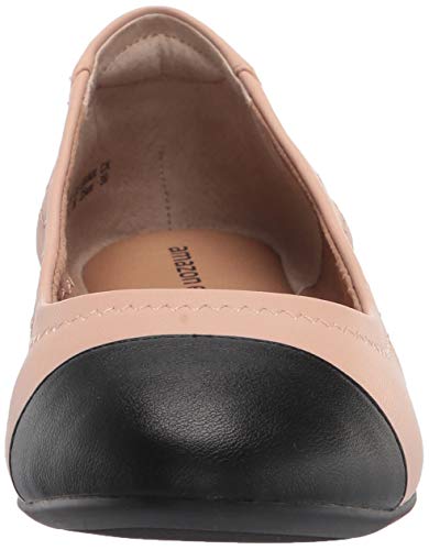 Amazon Essentials Bailarinas con Puntera con Costura Mujer, Beige Negro, 44 EU