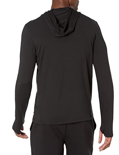 Amazon Essentials Camiseta Tech con Capucha y Manga Larga en Tejido Elástico Hombre, Negro, M