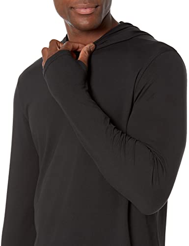 Amazon Essentials Camiseta Tech con Capucha y Manga Larga en Tejido Elástico Hombre, Negro, M