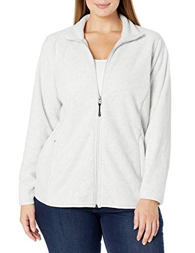 Amazon Essentials Chaqueta de Forro Polar Suave con Cremallera Completa y Corte clásico (Disponible en Tallas Grandes) Mujer, Gris Claro Mezcla, M