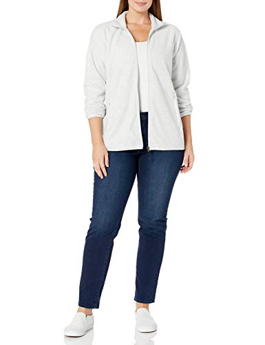 Amazon Essentials Chaqueta de Forro Polar Suave con Cremallera Completa y Corte clásico (Disponible en Tallas Grandes) Mujer, Gris Claro Mezcla, M