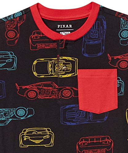 Amazon Essentials Disney | Marvel | Star Wars Camisetas Henley de Manga Corta (Previamente Spotted Zebra) Niño, Pack de 2, Gris Carreras/Negro Coches, 3 años