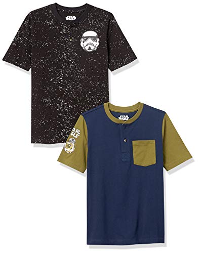 Amazon Essentials Disney | Marvel | Star Wars Camisetas Henley de Manga Corta (Previamente Spotted Zebra) Niño, Pack de 2, Star Wars Icons, 2 años