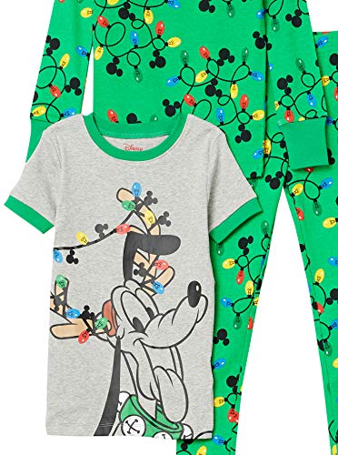 Amazon Essentials Disney | Marvel | Star Wars Conjunto de Pijama (Previamente Spotted Zebra) Niño, Pack de 2, Verde/Gris Vacaciones de Mickey, 4 años