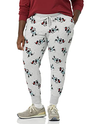 Amazon Essentials Disney | Marvel | Star Wars Pantalón de Chándal Tipo Jogger de Forro Polar y Tejido de Rizo Francés Mujer, Iconos De Minnie, XS