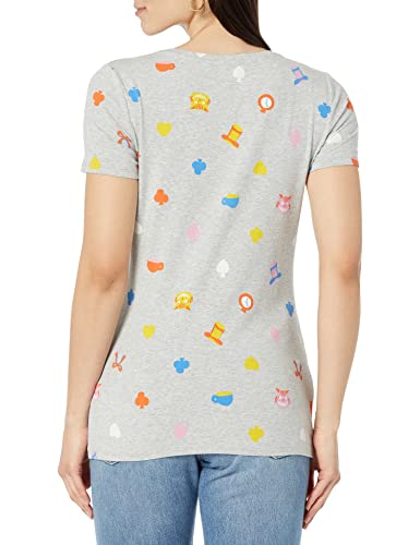 Amazon Essentials Disney | Marvel | Star Wars | Princess Camiseta de Cuello en v de Manga Corta y Ajuste Clásico Mujer, Pack de 2, Disney Alice, XXL