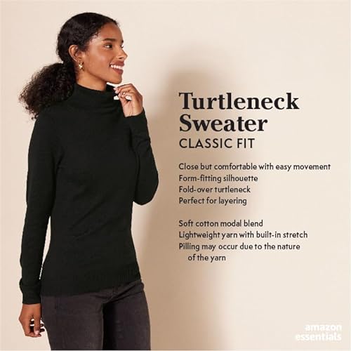 Amazon Essentials Jersey de Cuello Vuelto, Manga Larga, Ligero y de Ajuste Clásico (Disponible en Tallas Grandes) Mujer, Rojo, XXL