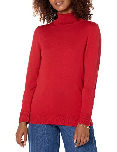 Amazon Essentials Jersey de Cuello Vuelto, Manga Larga, Ligero y de Ajuste Clásico (Disponible en Tallas Grandes) Mujer, Rojo, XXL