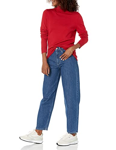 Amazon Essentials Jersey de Cuello Vuelto, Manga Larga, Ligero y de Ajuste Clásico (Disponible en Tallas Grandes) Mujer, Rojo, XXL