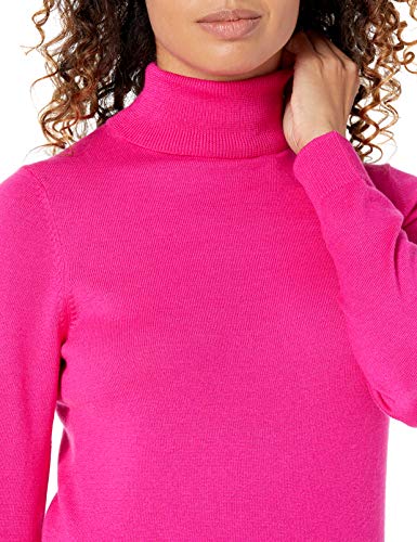 Amazon Essentials Jersey de Cuello Vuelto, Manga Larga, Ligero y de Ajuste Clásico (Disponible en Tallas Grandes) Mujer, Rosa Brillante, S