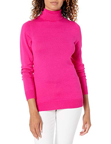 Amazon Essentials Jersey de Cuello Vuelto, Manga Larga, Ligero y de Ajuste Clásico (Disponible en Tallas Grandes) Mujer, Rosa Brillante, S