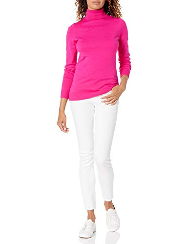 Amazon Essentials Jersey de Cuello Vuelto, Manga Larga, Ligero y de Ajuste Clásico (Disponible en Tallas Grandes) Mujer, Rosa Brillante, S