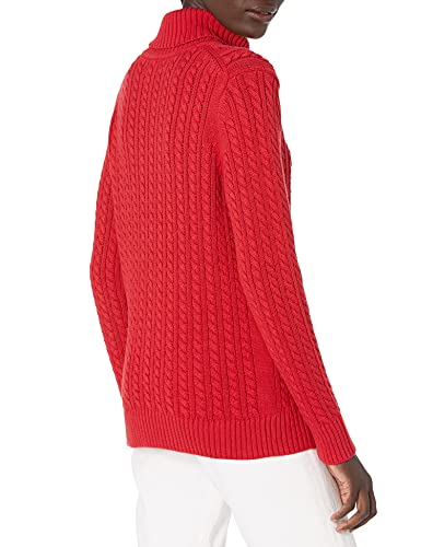 Amazon Essentials Jersey de Cuello Vuelto y Punto Cable de Tipo Pescador (Disponible en Tallas Grandes) Mujer, Rojo, S