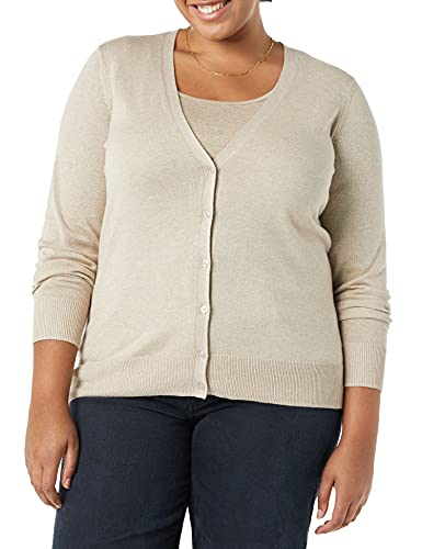 Amazon Essentials Jersey Ligero con Cuello de Pico (Disponible en Tallas Grandes) Mujer, Avena Claro, M