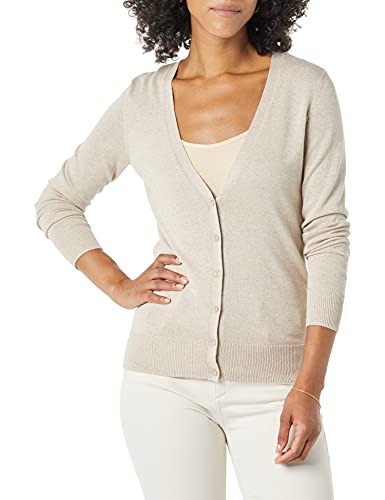 Amazon Essentials Jersey Ligero con Cuello de Pico (Disponible en Tallas Grandes) Mujer, Avena Claro, M