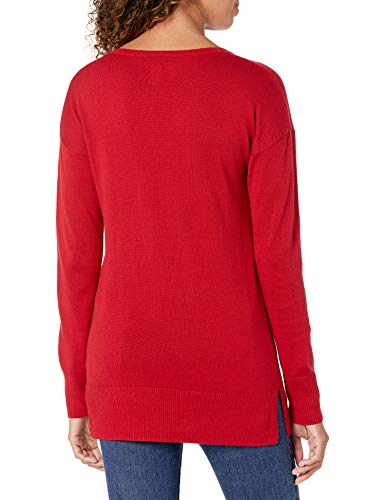 Amazon Essentials Jersey Tipo Túnica Ligero de Manga Larga y Cuello en Pico (Disponible en Tallas Grandes) Mujer, Rojo, M