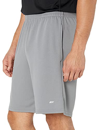 Amazon Essentials Pantalón Corto Holgado, técnico y de Estilo Deportivo (Disponible en Tallas Grandes y Largos Especiales) Hombre, Pack de 2, Gris/Negro, M