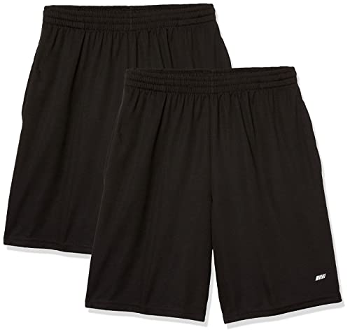 Amazon Essentials Pantalón Corto Holgado, técnico y de Estilo Deportivo (Disponible en Tallas Grandes y Largos Especiales) Hombre, Pack de 2, Negro, M