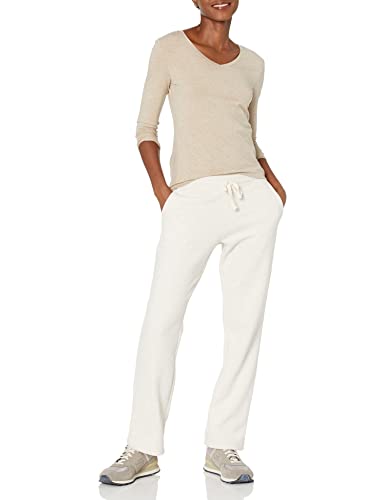 Amazon Essentials Pantalón de chándal en Felpa con Pernera Recta (Disponible en Tallas Grandes) Mujer, Avena Mezcla, S