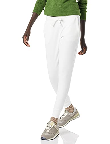 Amazon Essentials Pantalón de chándal en Felpa (Disponible en Tallas Grandes) Mujer, Blanco, L