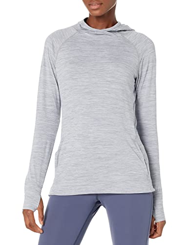 Amazon Essentials Sudadera con Capucha Polera, Elástica, Técnica y Cepillada (Disponible en Tallas Grandes) Mujer, Gris Teñido Multicolor, S