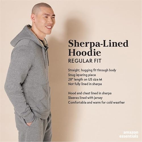 Amazon Essentials Sudadera de Forro Polar con Capucha, Cremallera Completa y Forro Sherpa Hombre, Carbón Mezcla, L