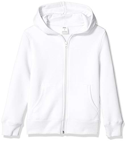 Amazon Essentials Sudadera de Forro Polar con Capucha y Cremallera Niño, Blanco, 8 años