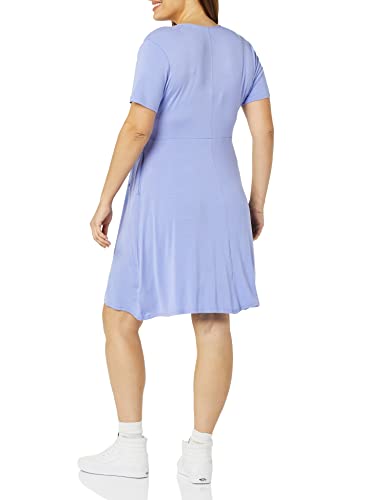 Amazon Essentials Vestido Efecto Cruzado de Manga Corta Mujer, Violeta Suave, L