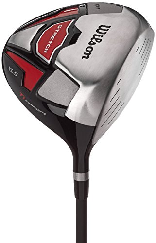 Amazon Exclusive Wilson, Set completo para principiantes, 10 palos de golf de medida extendida (1 pulgada) con bolsa de transporte, Hombre (mano derecha) Stretch XL, Negro/Gris/Rojo, WGG157552