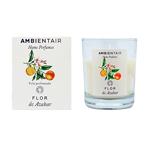 Ambientair Home Perfume. Vela aromática Flor de Azahar, ambientador de azahar, Vela aromática para casa, Aromaterapia, Vela en vaso de cristal para interiores. Duración 30 horas (VV001AZAP)