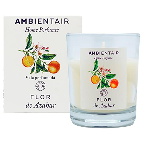 Ambientair Home Perfume. Vela aromática Flor de Azahar, ambientador de azahar, Vela aromática para casa, Aromaterapia, Vela en vaso de cristal para interiores. Duración 30 horas (VV001AZAP)