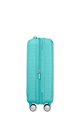 American Tourister Soundbox - Spinner S Expandible Equipaje de Mano, 55 cm, 35.5/41 L, Ampliable, Azul (Poolside Blue)