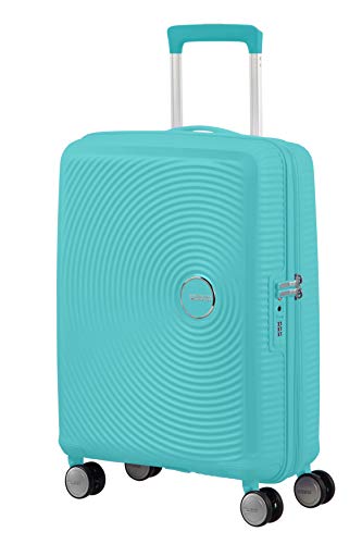 American Tourister Soundbox - Spinner S Expandible Equipaje de Mano, 55 cm, 35.5/41 L, Ampliable, Azul (Poolside Blue)