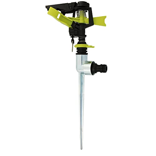 Amig - Aspersor Sectorial con Cabeza - Pincho Metálico Ideal para Clavar en el Césped | 300 mm | Superficie de Riego de hasta 243 m² | Plástico ABS | Verde Pistacho y Negro