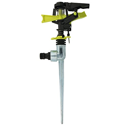 Amig - Aspersor Sectorial con Cabeza - Pincho Metálico Ideal para Clavar en el Césped | 300 mm | Superficie de Riego de hasta 243 m² | Plástico ABS | Verde Pistacho y Negro