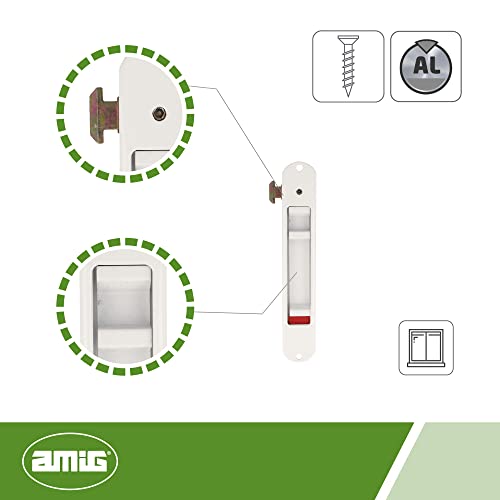 Amig - Cierre de Embutir para Ventanas y Puertas Correderas de Aluminio | Cerradura de Gancho para Empotrar | De Aluminio Acabado en Blanco | Medidas: 192 x 28 mm