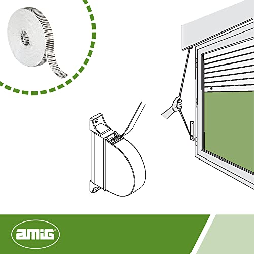 Amig - Cinta para Recogedor de Persianas Enrrollables | Cuerda de Repuesto para Carrete de Toque Suave y Rígido | Resiste Rayos UV y Abrasión | 20 mm x 6 m