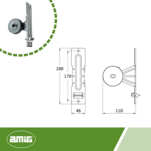 Amig - Recogedor Compacto de Acero para Persianas Enrrollables con 1 Patilla | De Empotrar o Encastrado | Acabado Metálico | Medidas: 4,6 x 18,8 x 11 cm