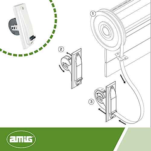 Amig - Recogedor para Persianas Compacto de Empotrar o Encastrado Metálico con Frente de Plástico Blanco de Diseño Sencillo y Atemporal | Medidas: 6 x 16,5 x 10 cm