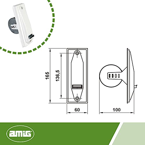 Amig - Recogedor para Persianas Compacto de Empotrar o Encastrado Metálico con Frente de Plástico Blanco de Diseño Sencillo y Atemporal | Medidas: 6 x 16,5 x 10 cm