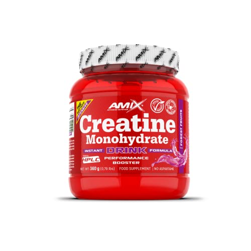 Amix Creatina Monohidrato Powder Drink 360 gr - Mejora el Rendimiento Deportivo - Aumenta la Masa Muscular - Perfecta para Deportistas - Sabor Frutas del Bosque