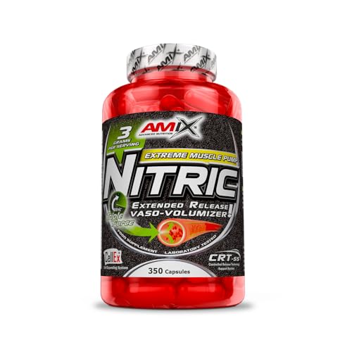 Amix - Nitric - Suplemento Alimenticio - Contiene Óxido Nitrico - Mejora la Fuerza - Favorece la Congestión - Nutrición Deportiva - Contiene 125 Cápsulas