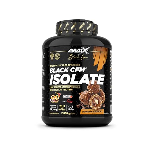 Amix | Proteína BLACK CFM ISOLATE - Ayuda a Mantener la Masa Muscular - Con Enzimas Digestivas - Fácil Digestión - Rápida Absorción - Proteína en Polvo - 2 Kg - Sabor Bombon crujiente