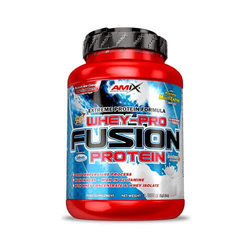 Amix - Proteína Whey Pure Fusion - Suplemento Alimenticio - Mejora del Rendimiento - Contiene Aminoácidos Bcaa - Glutamina en Polvo - Nutrición Deportiva- Sabor Moca/ Chocolate / Café - Bote de 1 Kg