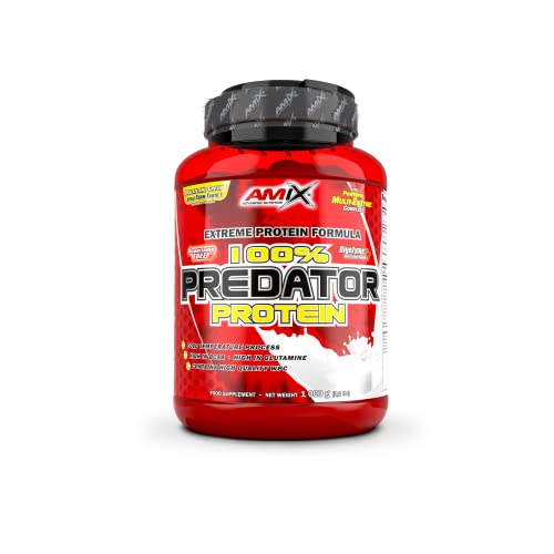 AMIX, Proteínas para Aumentar Masa Muscular con Sabor Cookie y Crema, Predator en Formato Bote de 1 Kg, Ayuda al Crecimiento Muscular, Libre de Aspartamo, Ideal para Batidos de Proteínas