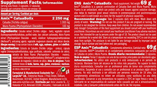 AMIX - Suplemento Deportivo Catuabolix en 100 Cápsulas - Ayuda al Incremento de la Testosterona - Contribuye a Aumentar la Fuerza y Masa Muscular - Suplemento Alimenticio