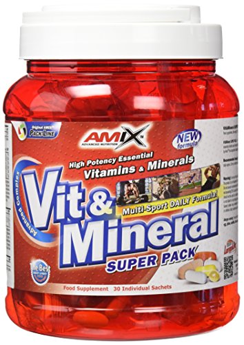 Amix - Vitamins + Minerals Superpack - Complemento Vitamínico - Con Vitaminas y Minerales - Para el Funcionamiento Óptimo del Cuerpo - Nutrición Deportiva - Contiene 30 bolsas