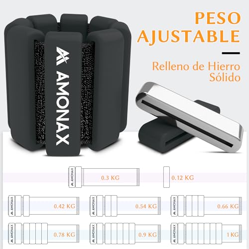 Amonax Adjustable Pesas Para Tobillos, Tobilleras Gimnasio Pesas Tobillos Para Mujeres Y Hombres, 2x1kg Pesas Tobilleras, Pesas Muñecas De Pilates, Pesas Para Muñecas Y Tobillos Para Yoga, Danza