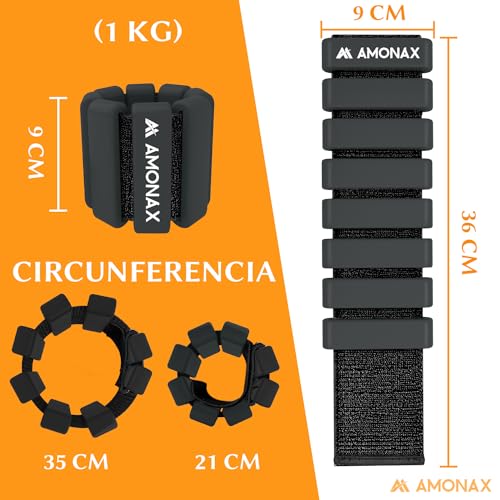 Amonax Adjustable Pesas Para Tobillos, Tobilleras Gimnasio Pesas Tobillos Para Mujeres Y Hombres, 2x1kg Pesas Tobilleras, Pesas Muñecas De Pilates, Pesas Para Muñecas Y Tobillos Para Yoga, Danza