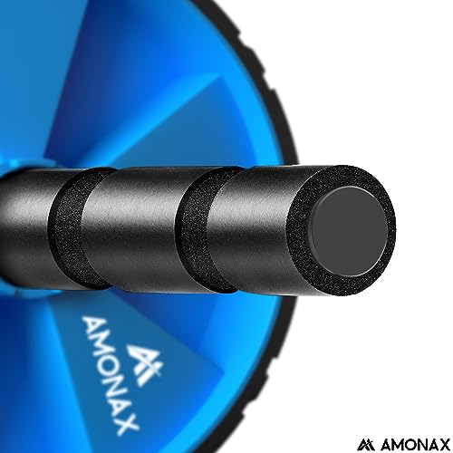 Amonax - Rodillo de rueda para abdominales con alfombrilla grande para ejercitar abdominales, doble rueda con modos de entrenamiento de fuerza dual en el gimnasio en casa (Azul)